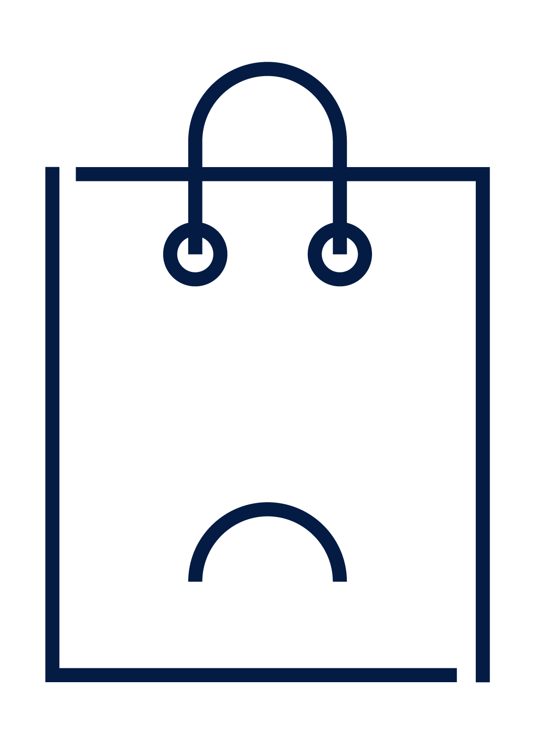 Unhappy shopping bag illustration representing teams too task-focused to engage customers